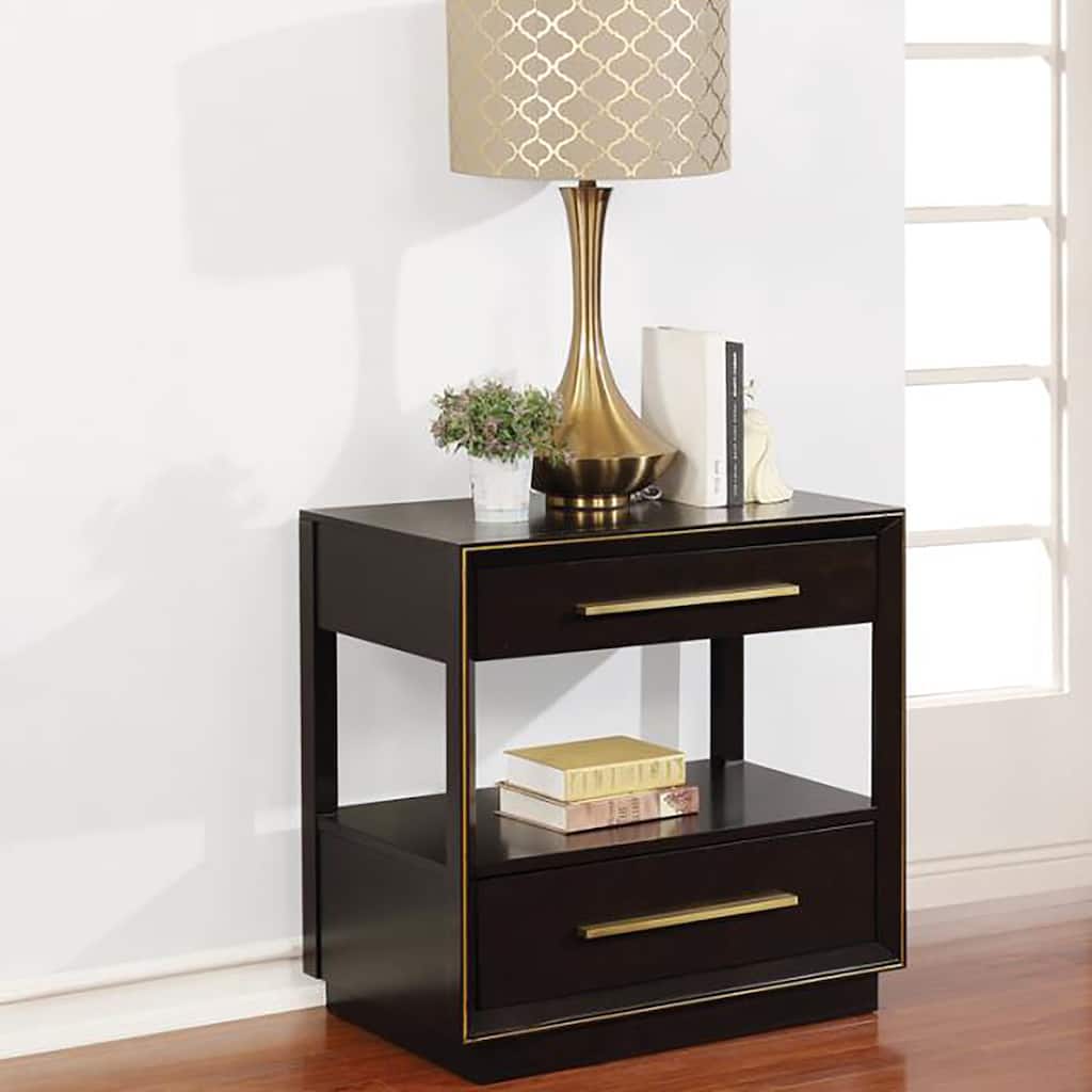 Smoked Peppercorn 2-drawer Nightstand，Suitable for bedrooms,living rooms,apartments
