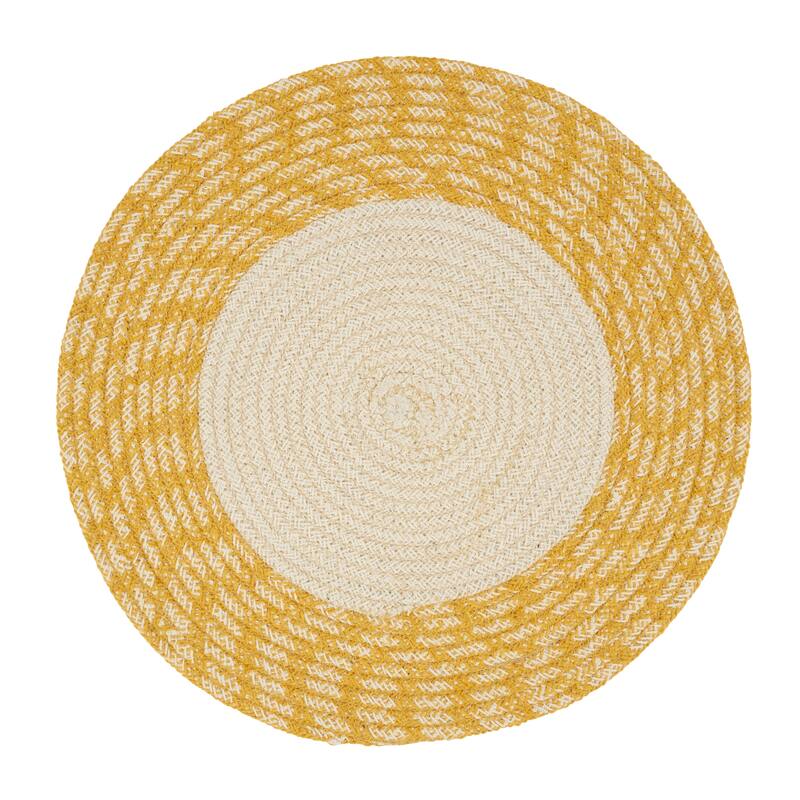 Round Placemats With Hand Braided Design (Set of 4) - Set of 4 - Yellow