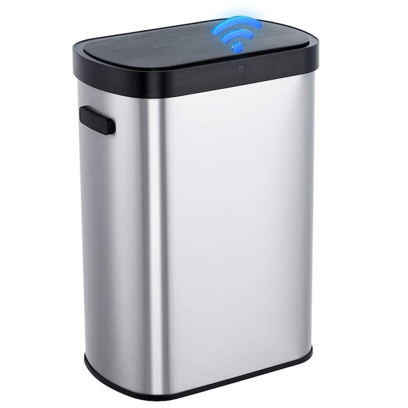 13 Gallon Automatic Trash Can - Silver