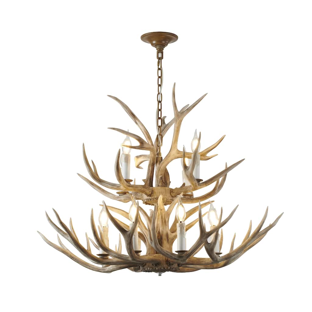 12-Light 2 Tier Antler Horn Chandelier