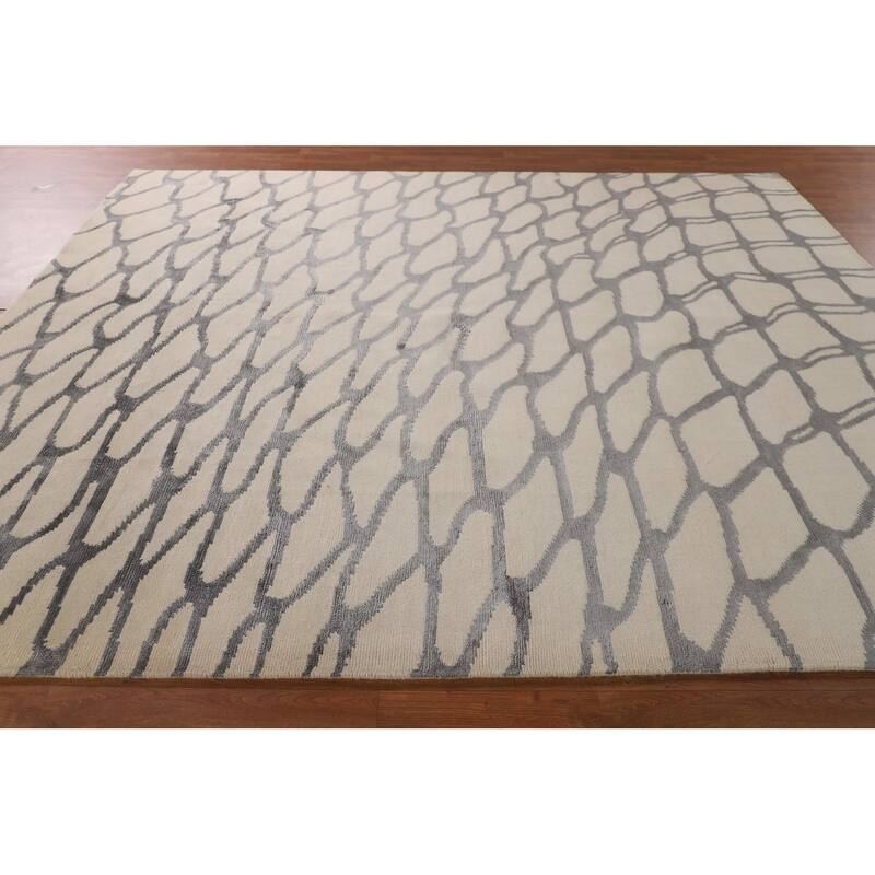 All-Over Abstract Modern Area Rug Handmade Wool Carpet - 7'11"x 9'9"