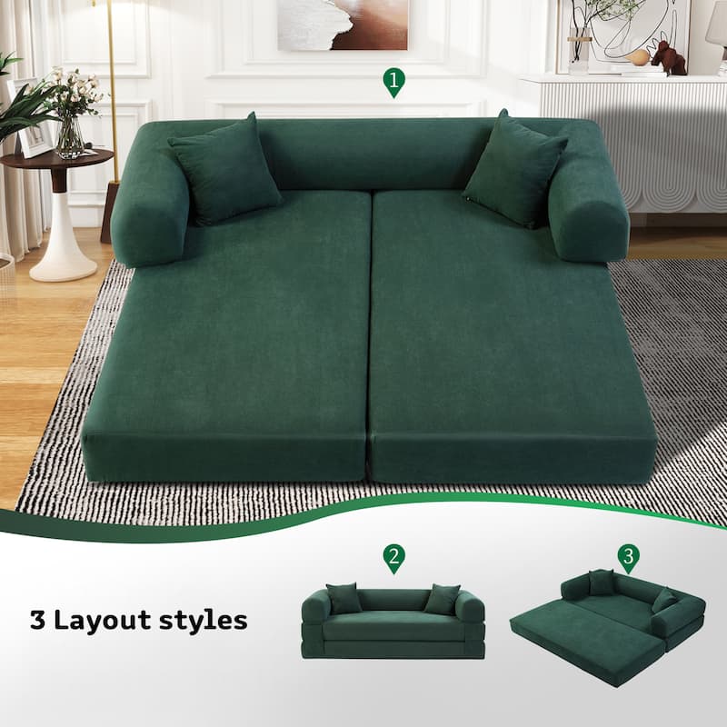 3-in-1 Convertible Sleeper Sofa with Pillows & Storage