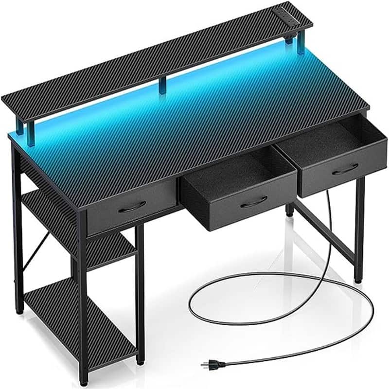 Computer Desk with Power - Carbon Black 47inch