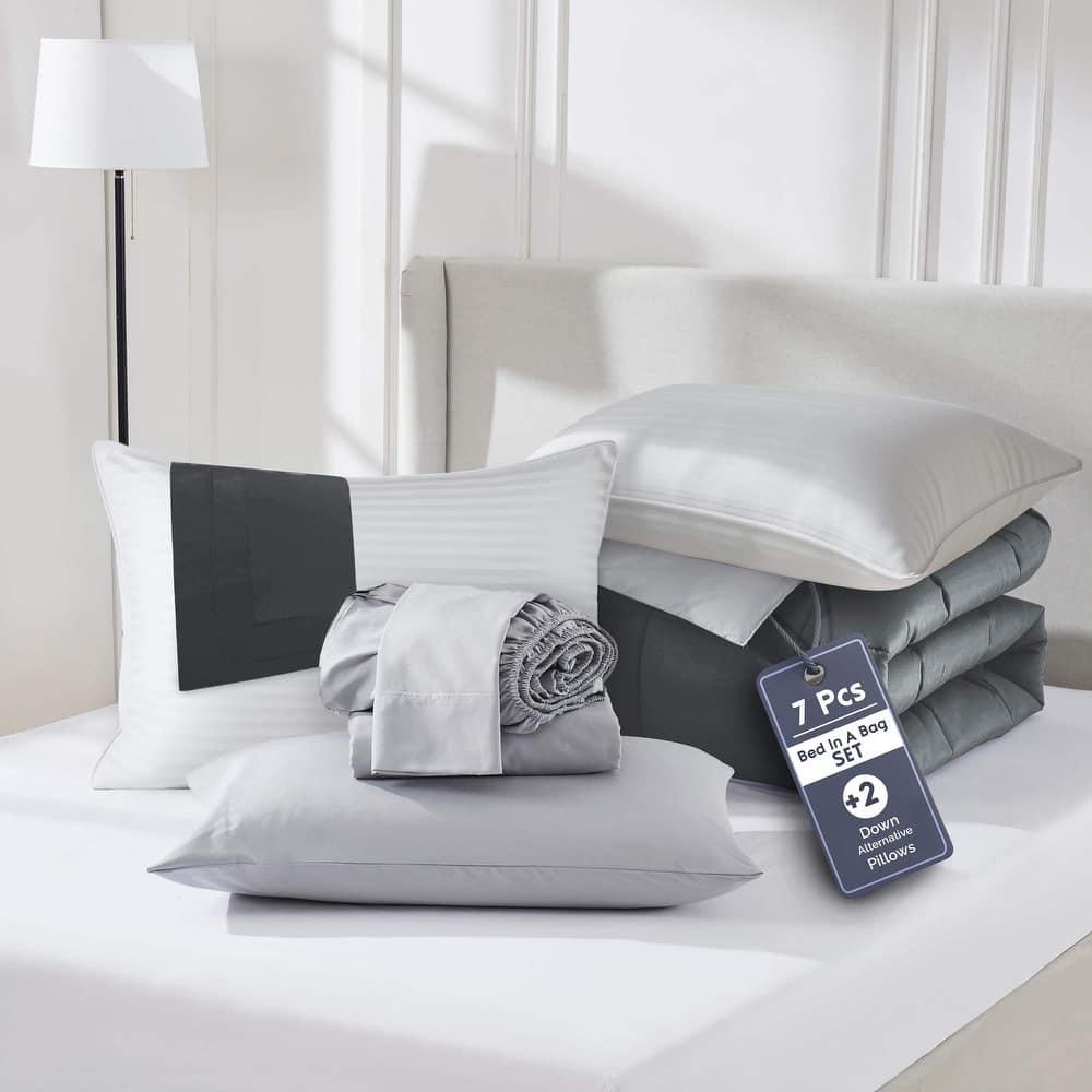 Empyrean Reversible Comforter Set Bed in a Bag with Down Alternative Pillow