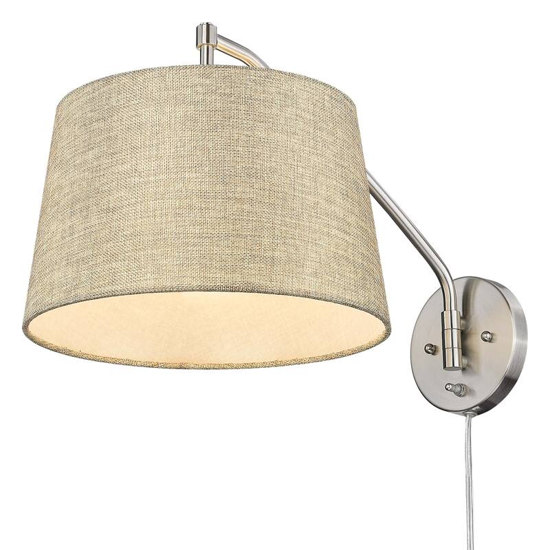 Wry Lighting Ryleigh 1-light Swing Arm Wall Lamp in Pewter and Natural Sisal shade - 1 Light Articulating Wall Sconce