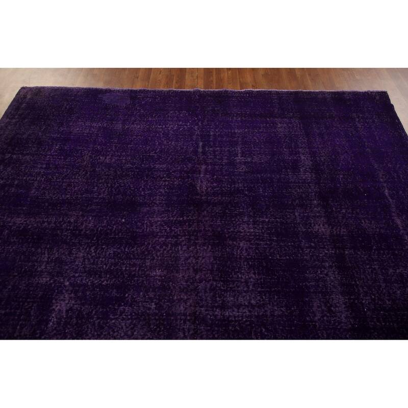 Purple Anatolian Turkish Vintage Area Rug Handmade Wool Carpet - 8'0" x 11'5"