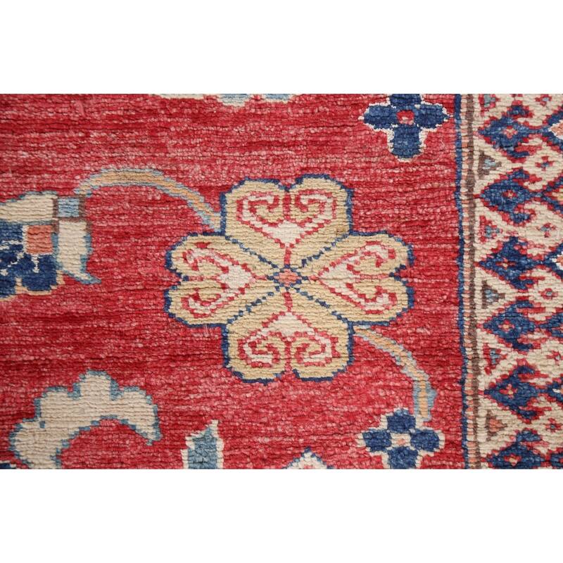 Vegetable Dye Geometric Paisley Super Kazak Area Rug Wool Hand-knotted - 2'10" x 5'0"