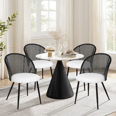 Modern Upholstered Rattan Dining Chairs Set of 2/4