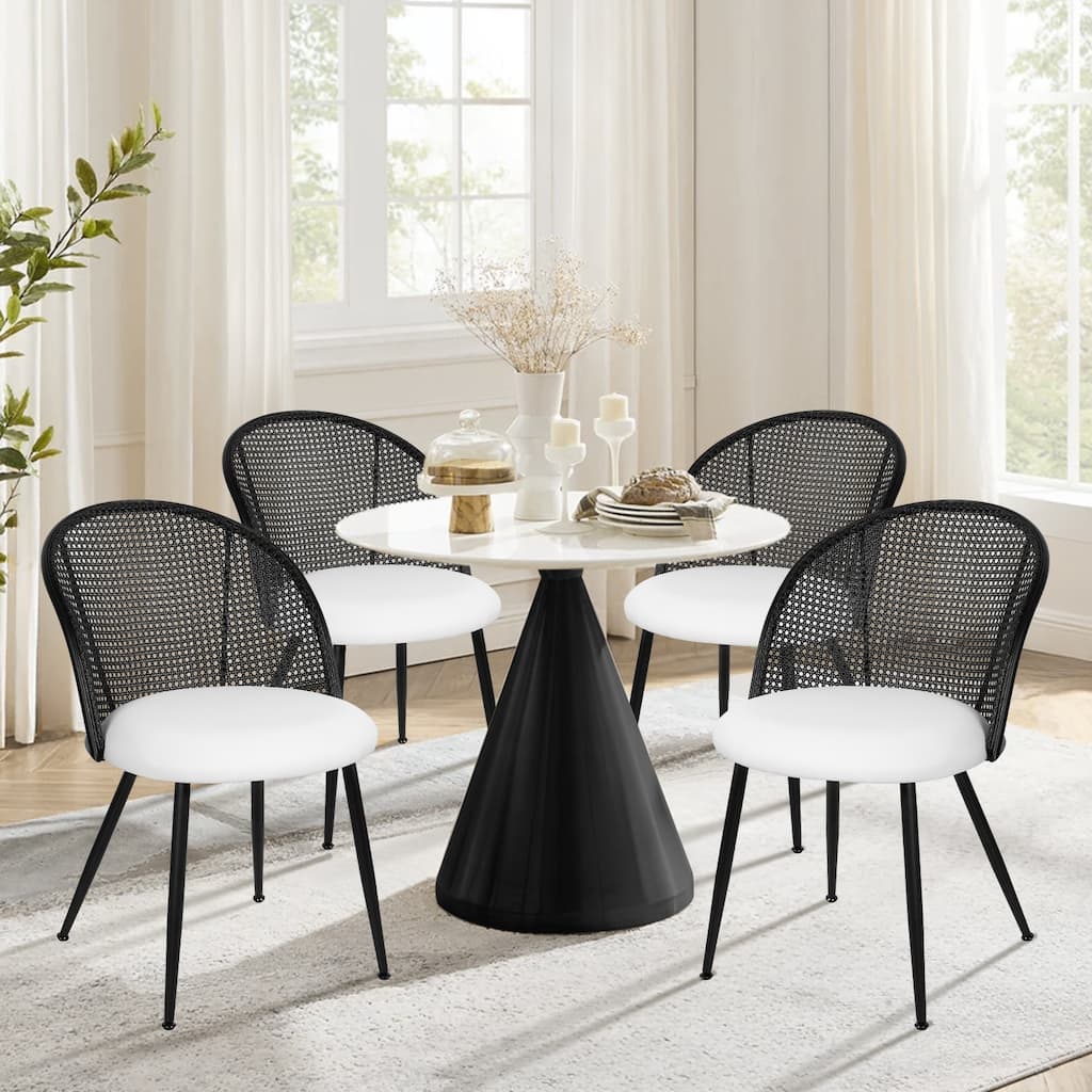 Modern Upholstered Rattan Dining Chairs Set of 2/4