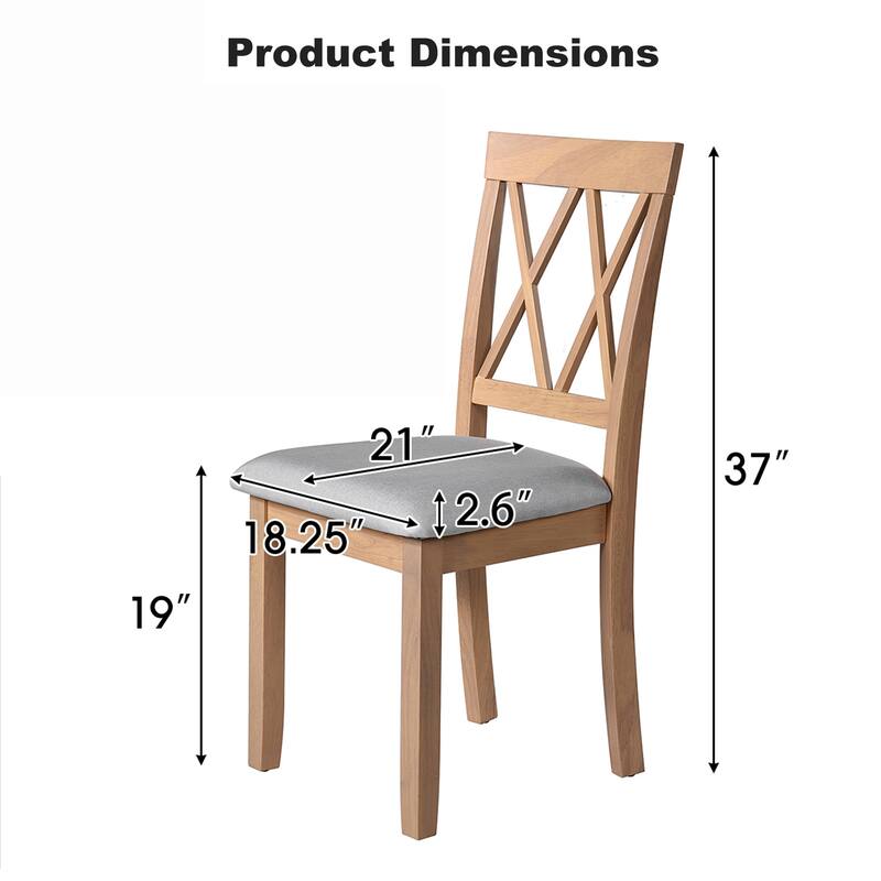Fabric Upholstered Side Stylish Dining Room Chairs Set of 2 w/ Solid Wood Legs Kitchen Chairs - Natural