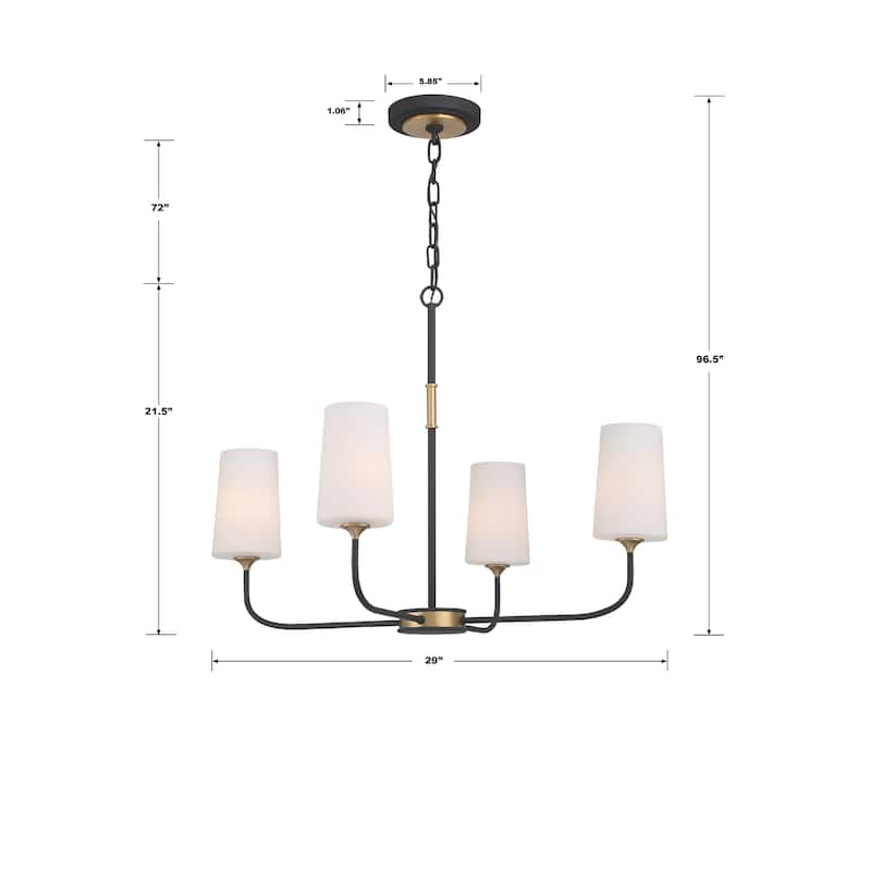 Niles 4 Light Black Forged & Modern Gold Chandelier - 29"W x 21.5"H