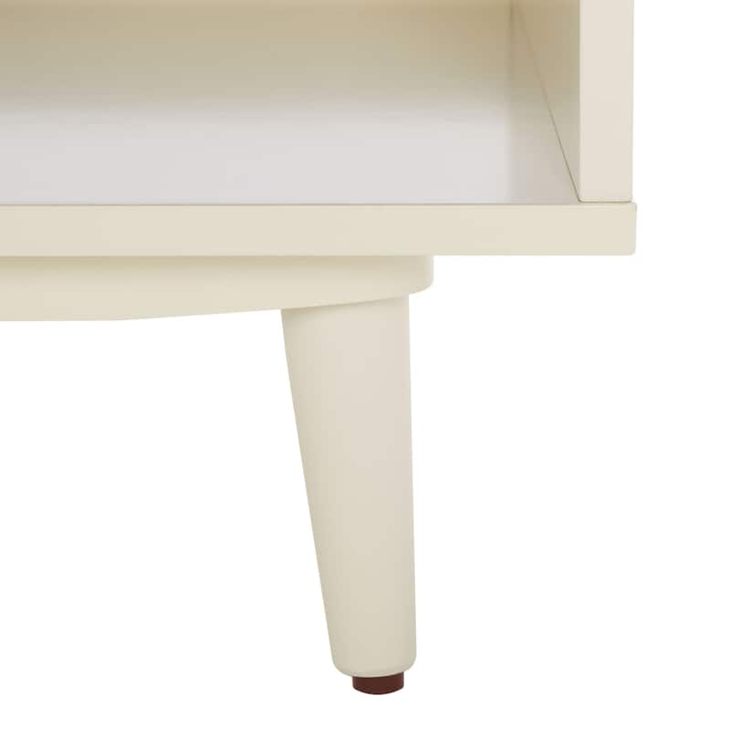 SAFAVIEH Cricket Mid-Century Modern Open Shelf Storage Bench with Cushion