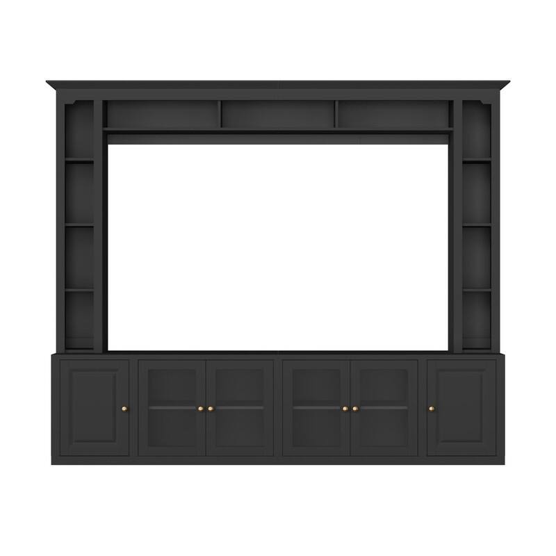 92" Modern 4-Piece Entertainment Center Wall Unit Media Console with Bookshelves for TVs Up to 80"