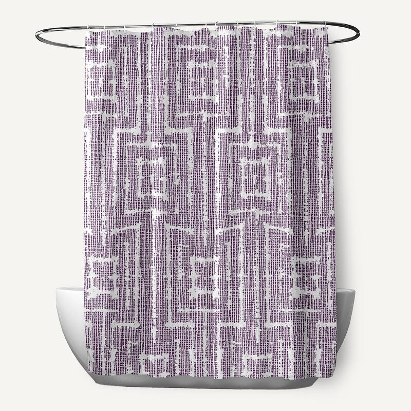 Woven Tiki, Geometric Print Shower Curtain - Purple