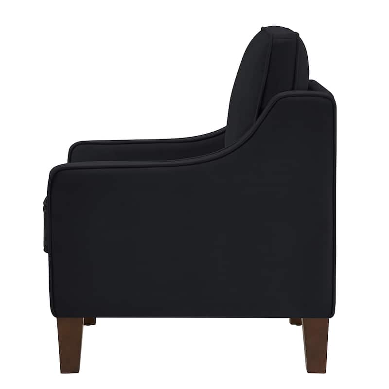 Black 29" Velvet Arm Chair with Wooden Legs