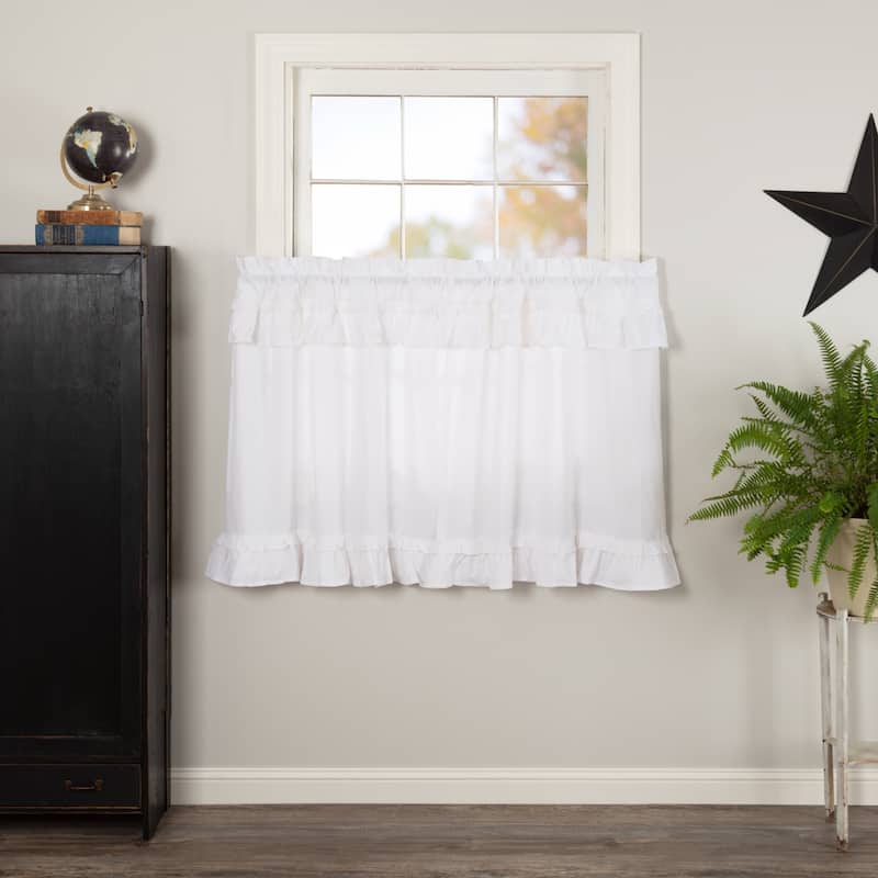 Muslin Ruffled Tier Set - 36x36 - Soft White