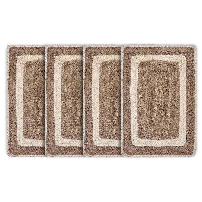 Set of 4 Brown and Beige Bordered Rectangular Place Mats 19"