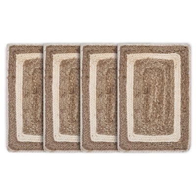 Set of 4 Brown and Beige Bordered Rectangular Place Mats 19"