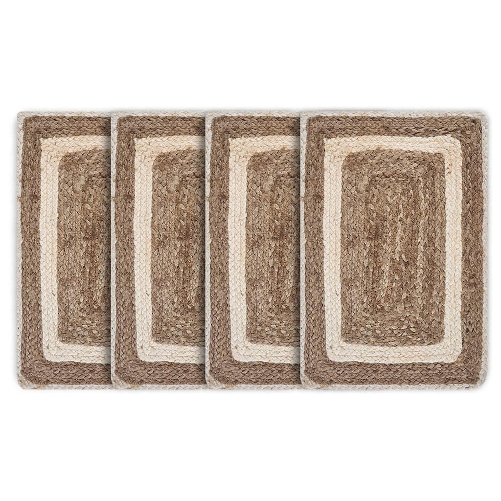 Set of 4 Brown and Beige Bordered Rectangular Place Mats 19"