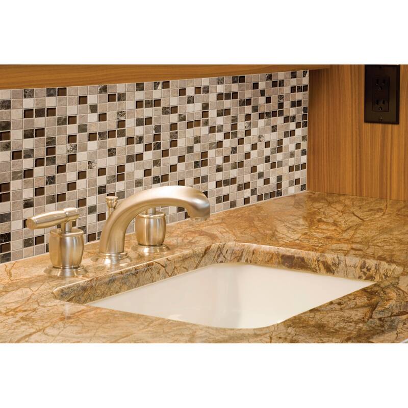Ackland AKM-SG-1X1SQ-CA 12" x 12" Glass and Stone Square Mosaic Tile - - Castano Oro