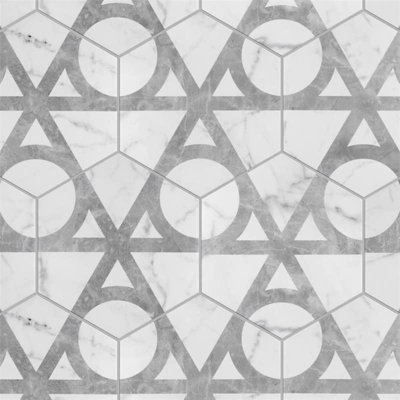 Merola Tile Classico Carrara Hexagon Flow 7" x 8" Porcelain Floor and Wall Tile