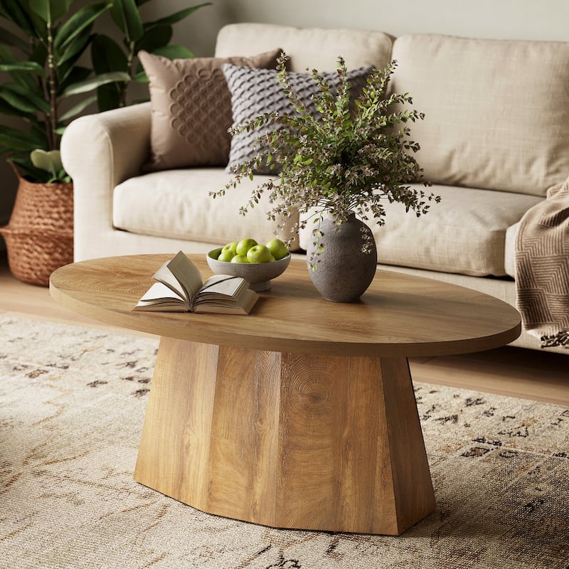 47-Inches Unique Oval Coffee Table - Brown