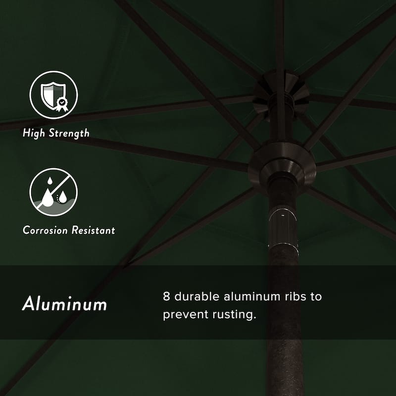 California Umbrella 9' Sunset Series Patio Umbrella Bronze Aluminum Frame and Ribs, Crank Lift Auto Tilt, Pacifica Pacific Blue
