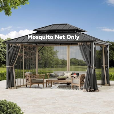 12' x 14', Outdoor Gazebo Mosquito Nettings with Double Zipper, Replacement for Patio Canopy, Garden (Mosquito Net Only)