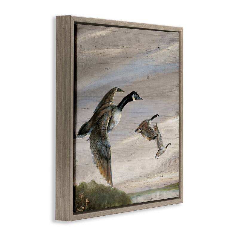 Stupell Flying Geese over Rustic Framed Floater Canvas Wall Art Design By Ruane Manning