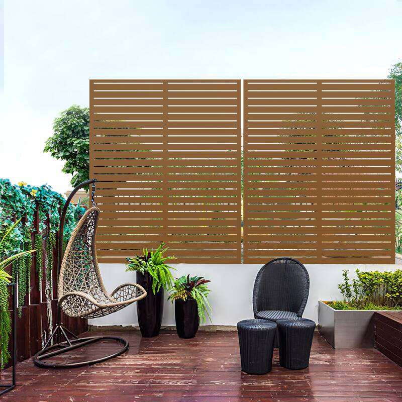 Metal Privacy Screen Wall Decoration Free Standing-6.3 ft. H X 4 ft. W