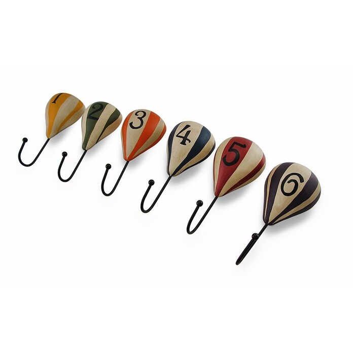 Shop Set Of 6 Hot Air Balloon Numbered Wall Hooks Overstock 16940664