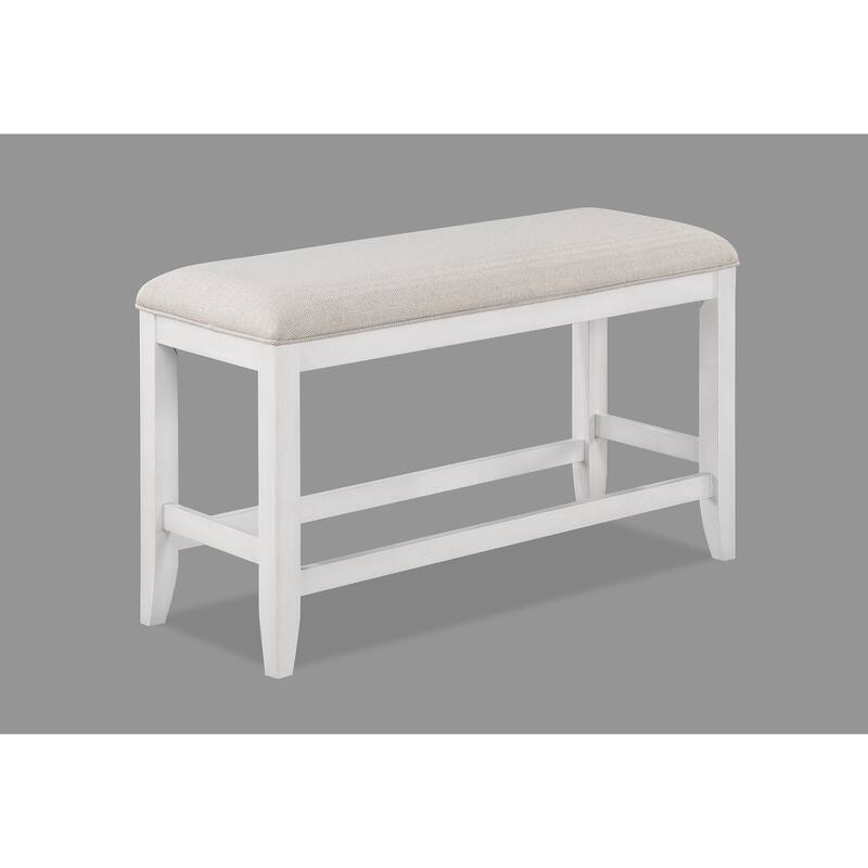 1Pc Transitional Dark Gray Finish Fabric Upholstered Counter-Height Dining Bench