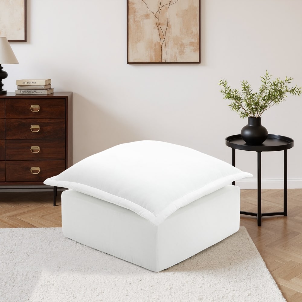 31.7"W Oversized Chenille Upholstered No Assembly Square Ottoman