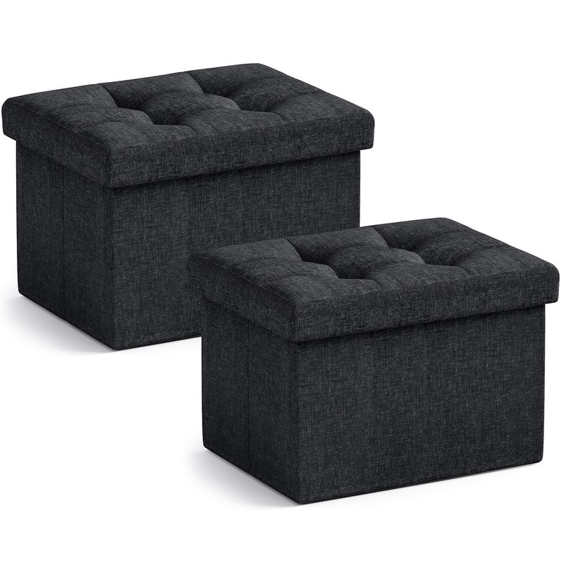 2 Pack Small Rectangle Foldable Storage Ottoman