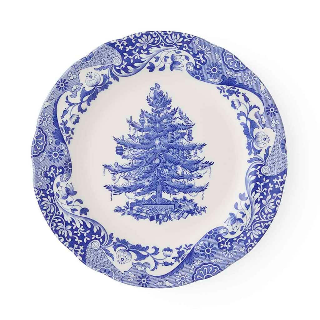 Spode Blue Italian Christmas Tree Plate - 10.6-Inch