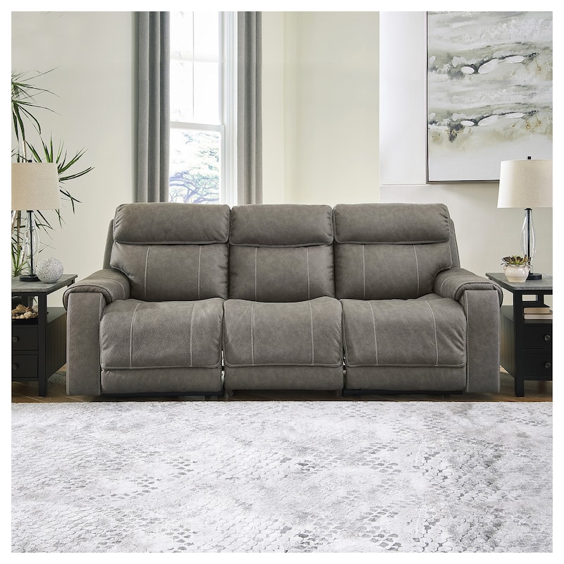 Signature Design by Ashley Starbot Gray 3-Piece Power Reclining Sofa - 101"W x 42"D x 42"H - 101"W x 42"D x 42"H - Grey
