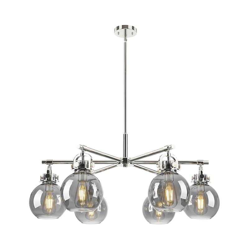 Innovations Lighting Downtown Urban - Newton Sphere - 6 Light 26" Stem Hung Arched-Frame Chandelier
