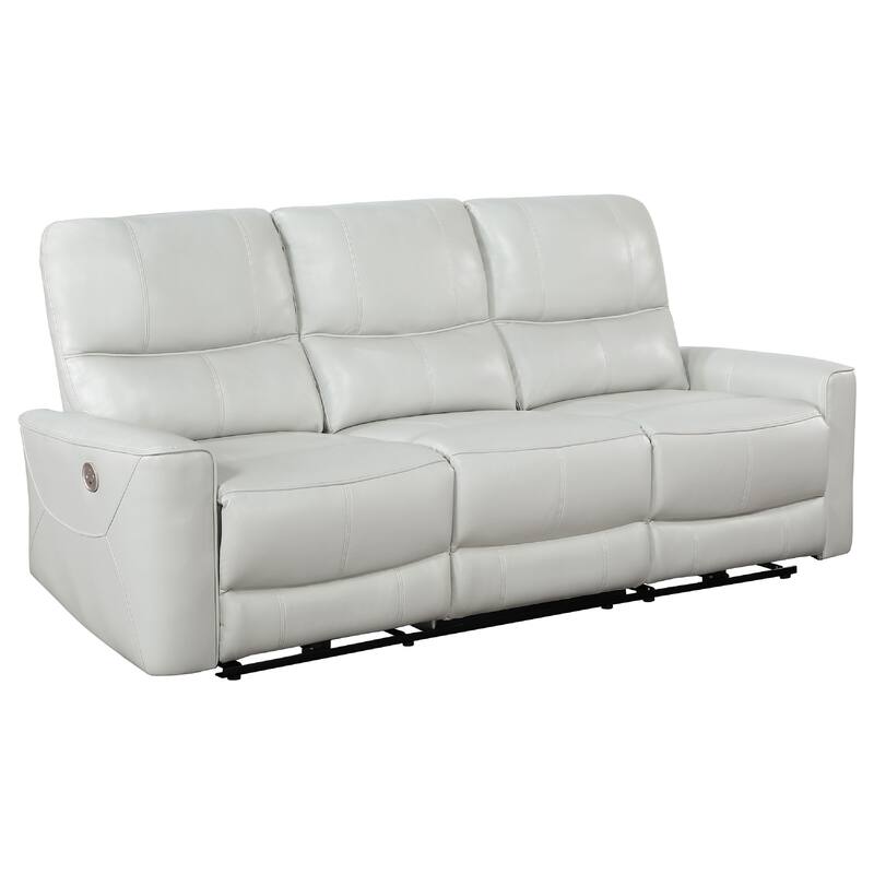 Lima 2pc Power Reclining Sofa and Loveseat Set, Ivory Faux Leather