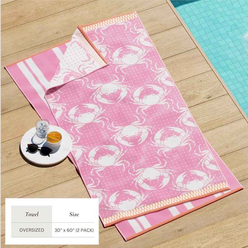 Linery & Co. 100% Cotton Jacquard 2 Pack Summer Beach Towels