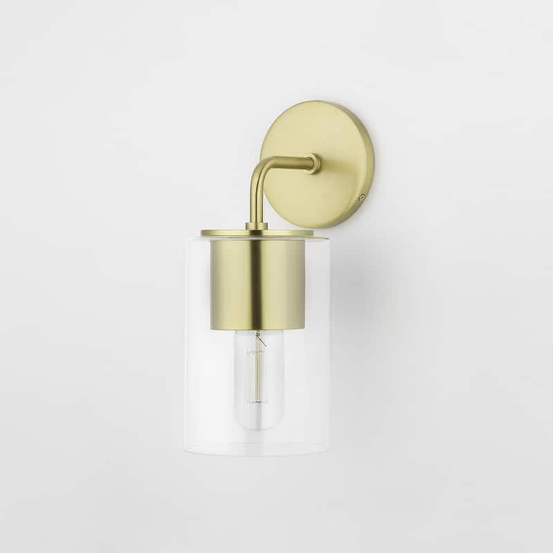 Mitzi by Hudson Valley Lula 1-light Aged Brass Wall Sconce, Clear Glass