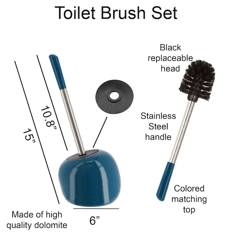 PISE Freestanding Toilet Brush and Holder Set - 15"H x 6"L x 6" W