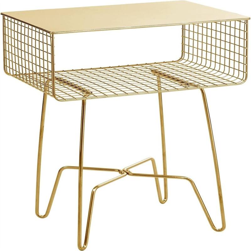 Steel Side Table Nightstand with Storage - 12.75"D x 17.4"W x 22.8"H