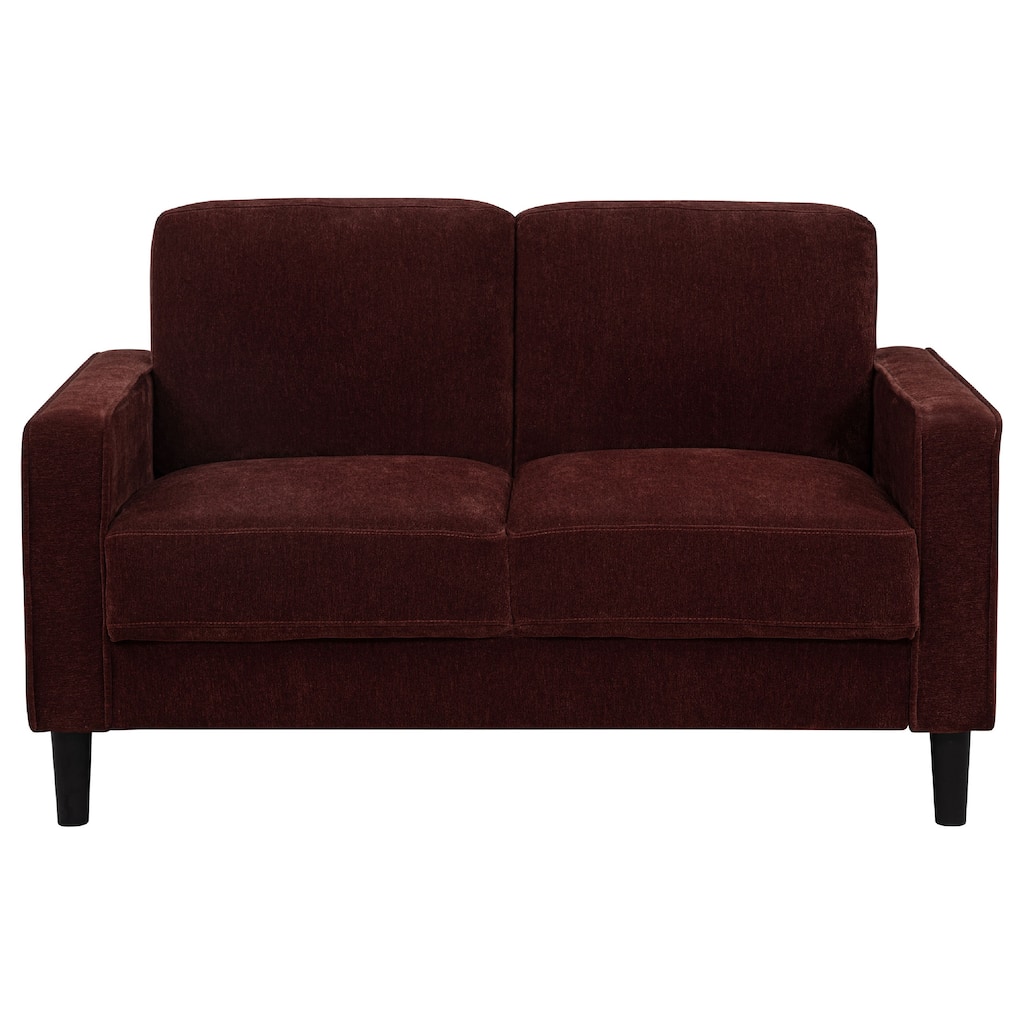 Rumi Loveseat, Track Arms w Piping, Foam Fill Rust Red Upholstery 54 Inch