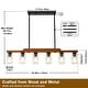 preview thumbnail 65 of 67, Farmhouse Linear Chandelier Rustic Wood Kitchen Island Lighting Dining Room Pendant Light Fixture with Seeded Glass Shade