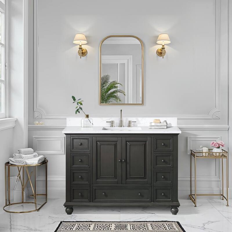 Thompson 48 in. Single Sink Bathroom Vanity with Engineered Stone Top - 49"W x 22"D x 35"H