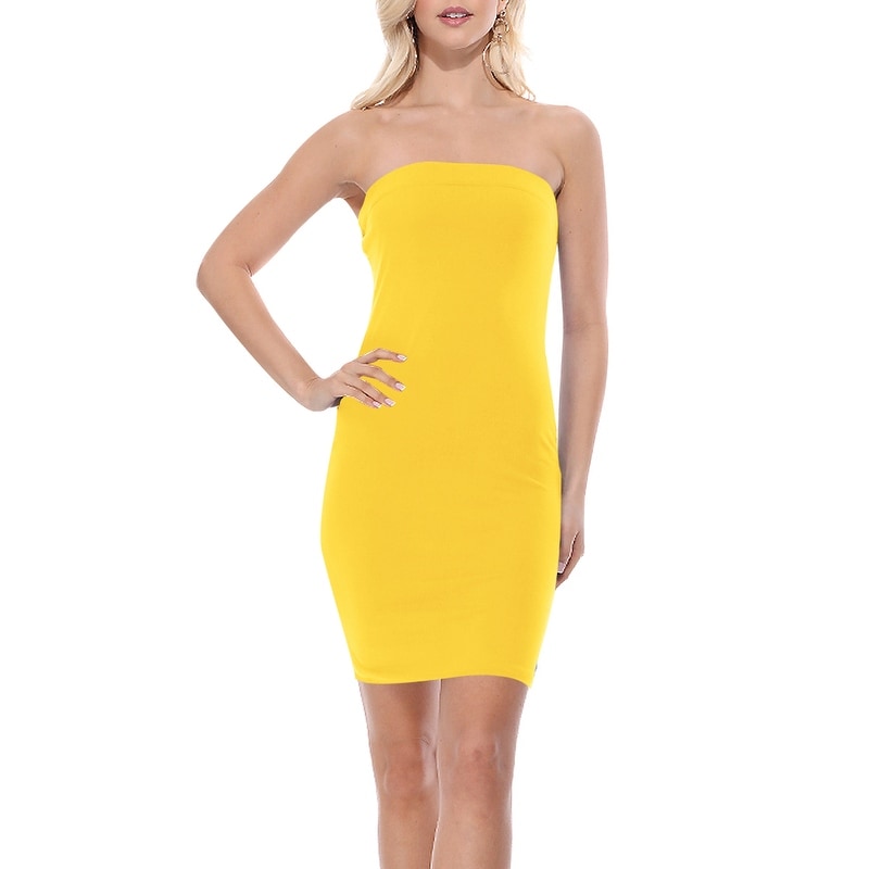yellow tube top dress