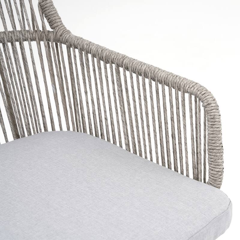 Outdoor 2-Piece Arm Barstool Chairs with Cushions