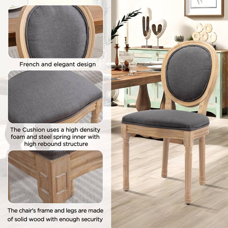 French Chair Dining Chair Solid Wood with Nailhead Trim Set of 2