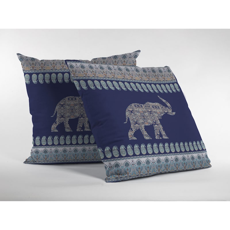 Amrita Sen Paisley Elephant Faux Suede Throw Pillow Zip