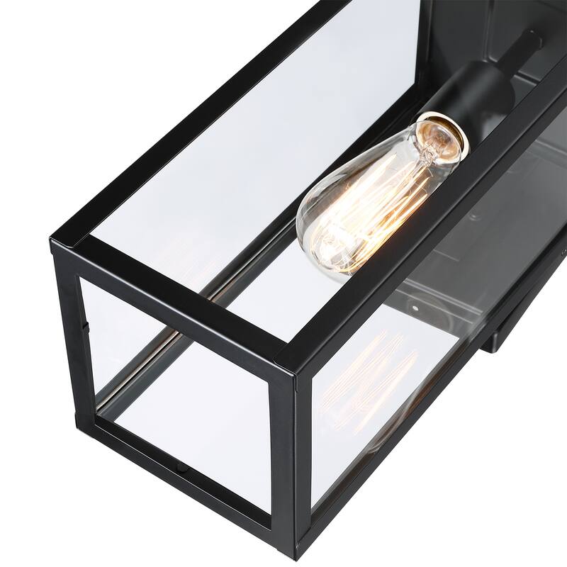 1-Light Matte Black Outdoor Wall Lantern Sconce with Dusk to Dawn